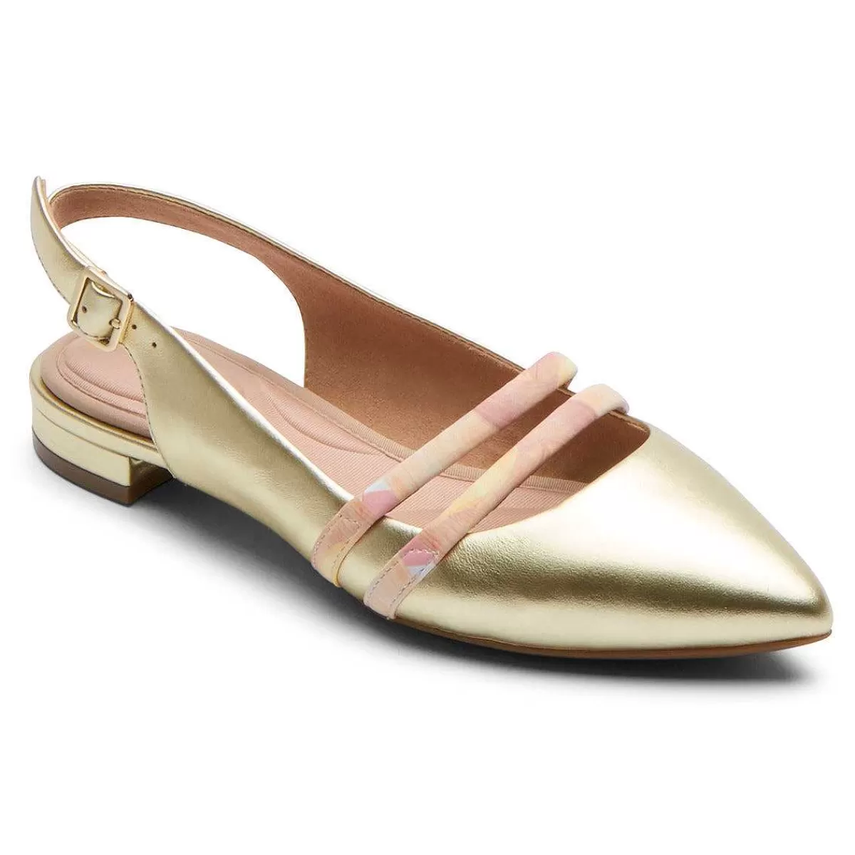 Rockport Mulheres Oh alegria! Sapato Total Motion Adelyn Strappy Slingback Dourado/Rosa*Mulheres
