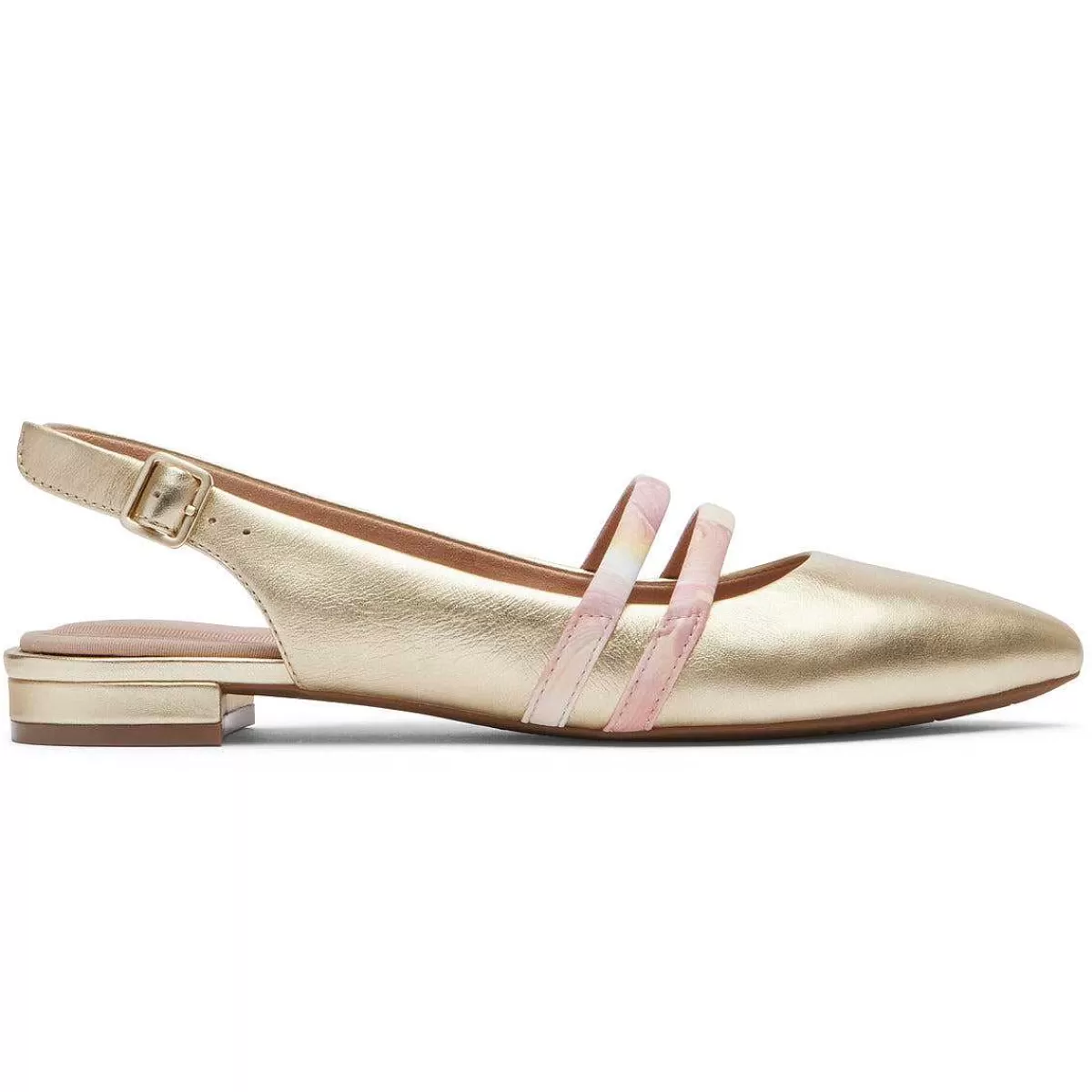 Rockport Mulheres Oh alegria! Sapato Total Motion Adelyn Strappy Slingback Dourado/Rosa*Mulheres