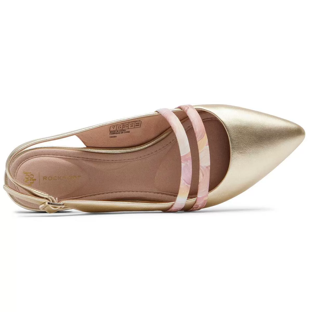 Rockport Mulheres Oh alegria! Sapato Total Motion Adelyn Strappy Slingback Dourado/Rosa*Mulheres