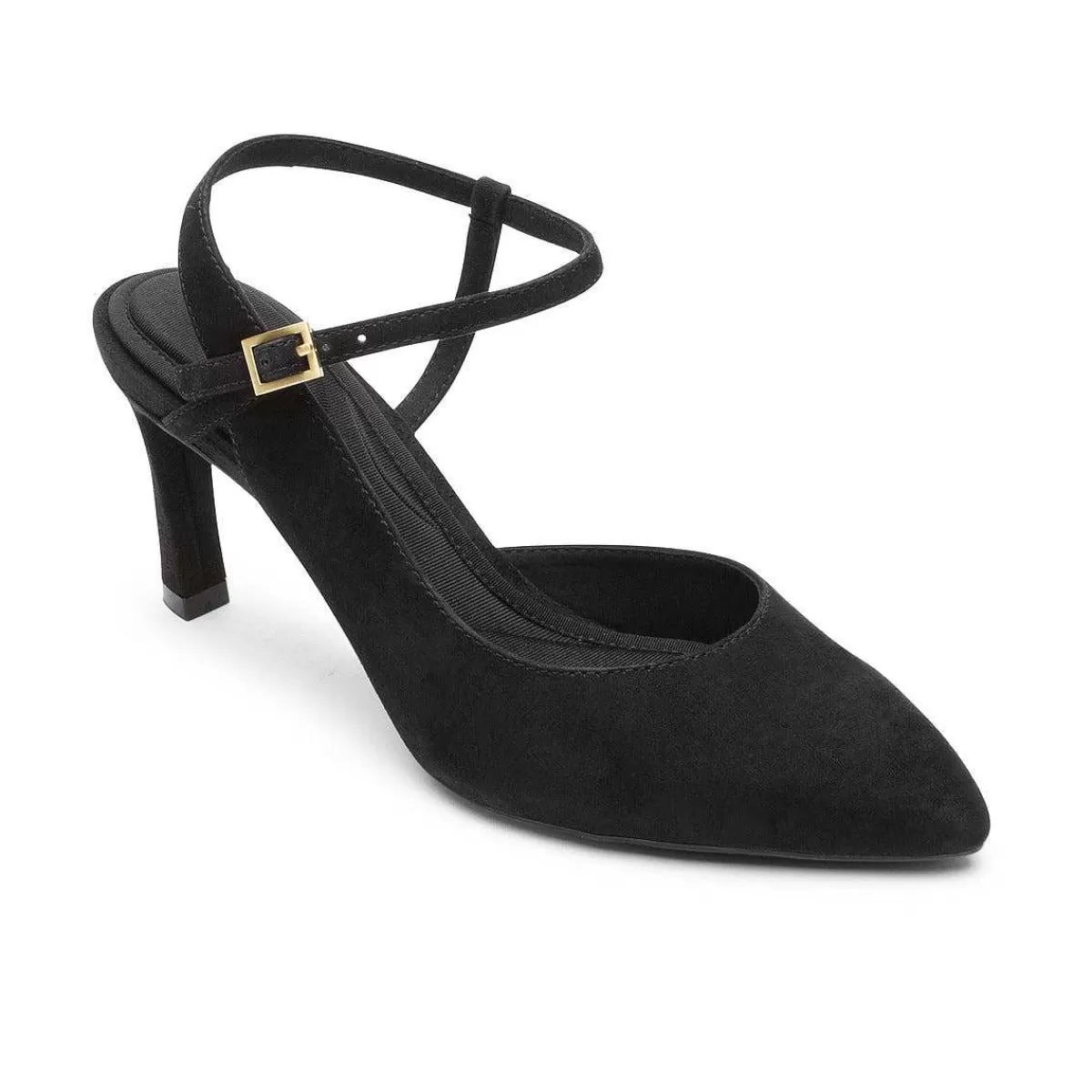 Rockport Salto com tiras Sheehan Total Motion feminino Camurça preta*Mulheres